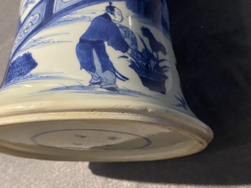 A Chinese blue and white 'gu' 'riders on horseback' vase, Kangxi
